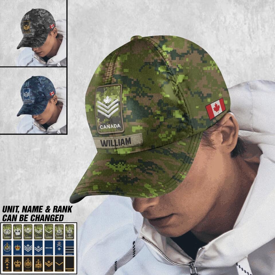 Personalized Canadian Soldier/ Veteran Rank Camo Peaked Cap 3D Printed 23JAN-DT06