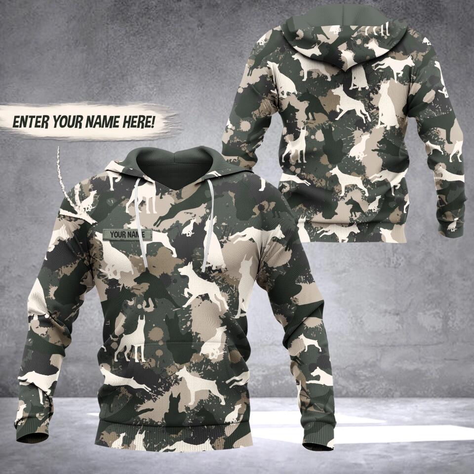 Personalized Doberman Camo Hoodie Or Zip Hoodie 3D Printed QTDT0601