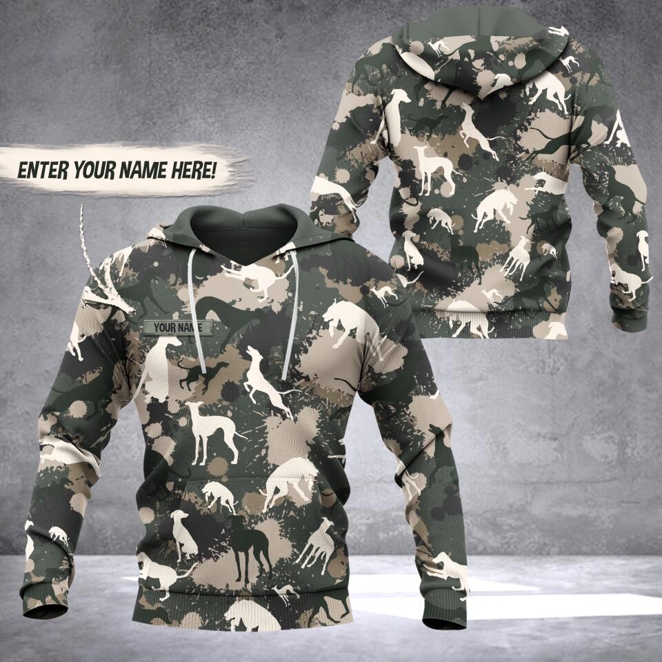 Personalized Greyhound Camo Hoodie Or Zip Hoodie 3D Printed QTDT0601