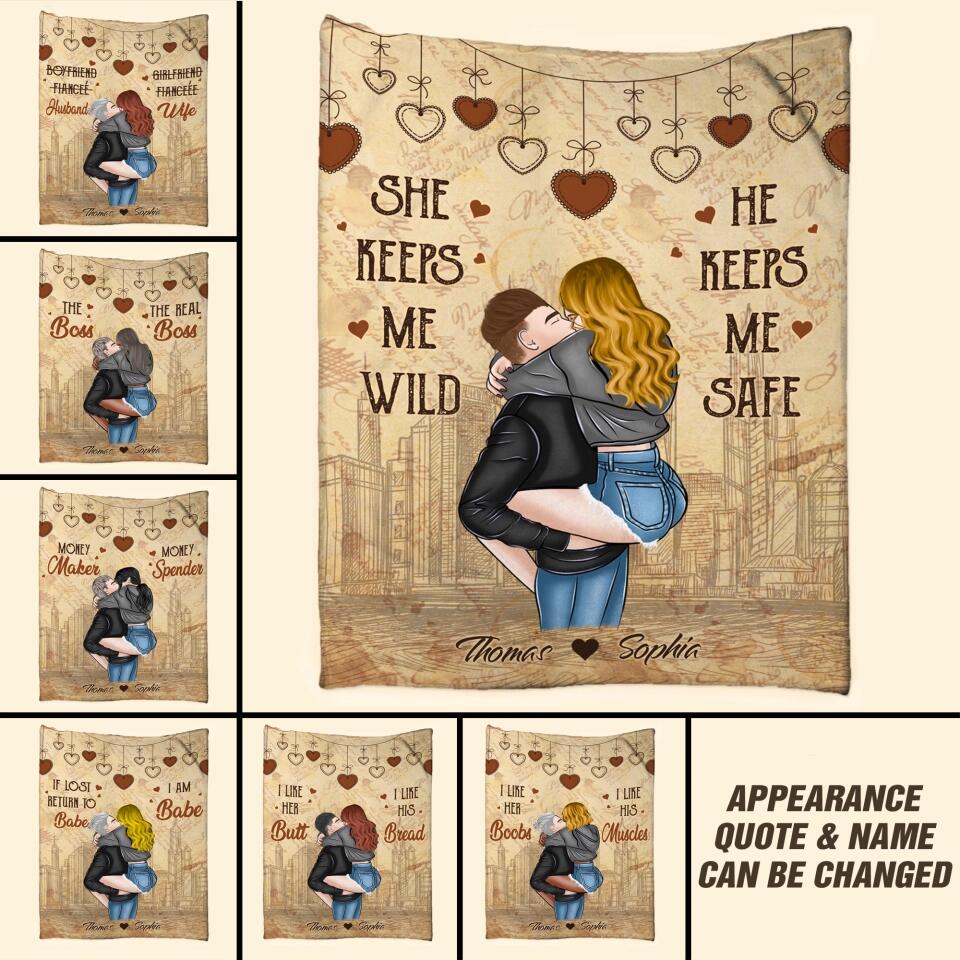Personalized I Like Her Butt I Like His Bread Couple Quilt Blanket Printed PNDT0901