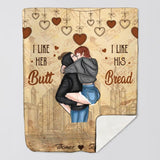 Personalized I Like Her Butt I Like His Bread Couple Quilt Blanket Printed PNDT0901