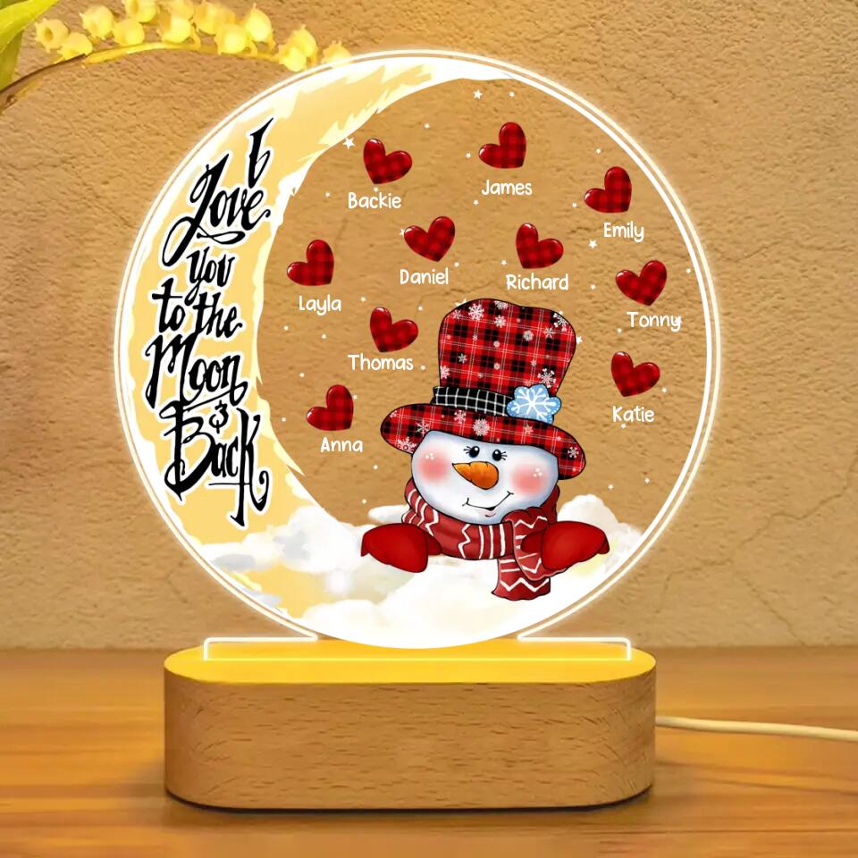 Personalized I Love You To The Moon & Back Snowman Kid Name Led Lamp Printed PNHQ1601