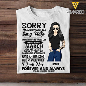 Personalized Taken By A March Sexy Wife  Tshirt Printed PNDT1601