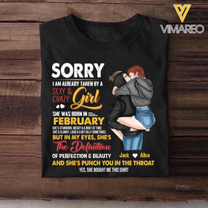 Personalized Taken By A February Sexy And Crazy Girl Tshirt Printed PNDT1601