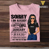 Sorry I Am Already Taken By A Sexy & Crazy January Girl Customized Tshirt Printed 23JAN-HQ18