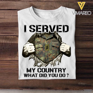 Personalized German Soldier/ Veteran I Served My Country What Did You Do Printed Tshirts 23JAN-HQ18
