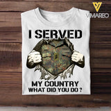 Personalized German Soldier/ Veteran I Served My Country What Did You Do Printed Tshirts 23JAN-HQ18