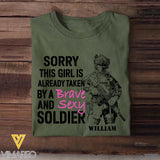 Personalized Sorry This Girl Is Already Taken By A Brave And Sexy Soldier Tshirt Printed 23JAN-VD29