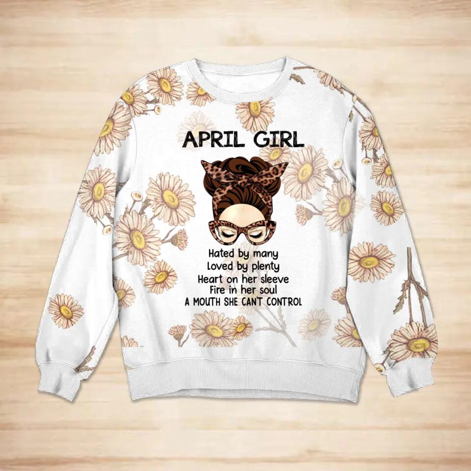 Personalized Flowers & April Girl Sweat Shirt Printed QTDT0102