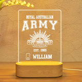 Personalized Royal Australian Soldier/ Veteran Rank Led Lamp Printed QTDT1201