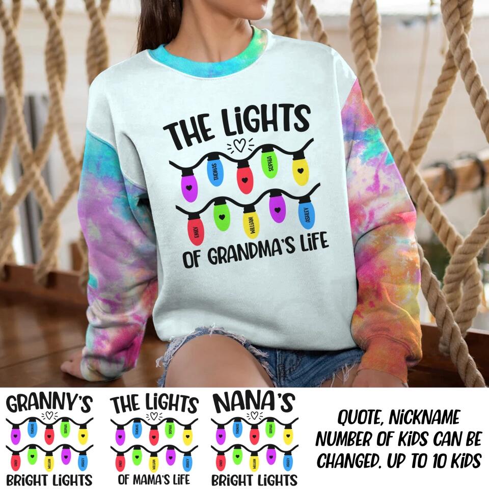 Personalized The Lighta Of Grandma's Life Kid Name Printed Sweatshirt PNVD0702