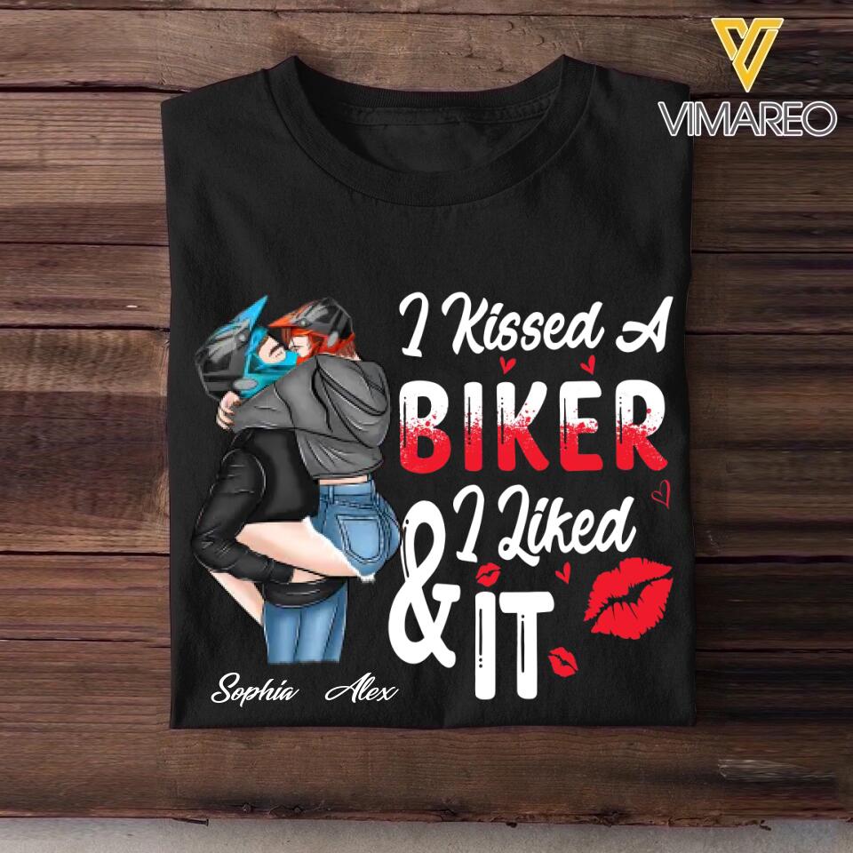Personalized I kissed a biker and i liked it Tshirt Printed QTHQ082