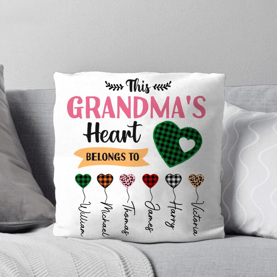 Personalized This Grandma's Heart Belongs To Kid Pillow Printed PNVD0802