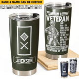 Personalized I Am Irish Veteran I Am Who I Am Rank Tumbler Printed QTHQ1302