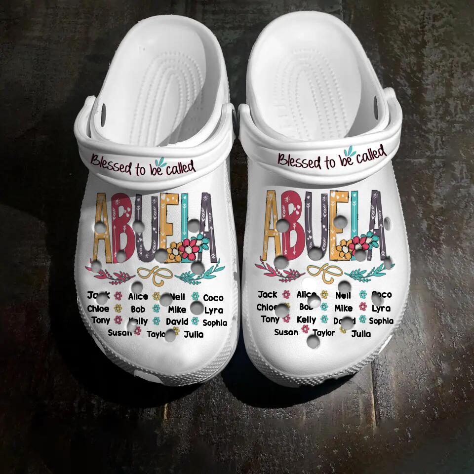 Personalized Blessed To Be Called Grandma & Kid's Name Crocs Printed 23FEB-HQ27