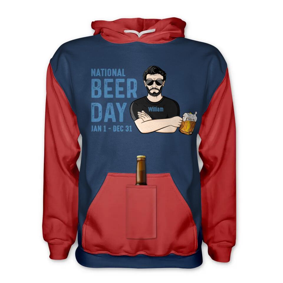 Personalized National Beer day Jan 1-Dec 31 Hoodie Beer Holder Printed QTDT2802