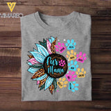 Personalized Fur Mama Sunflower & Pet Name Tshirt Printed 23MAR-DT13