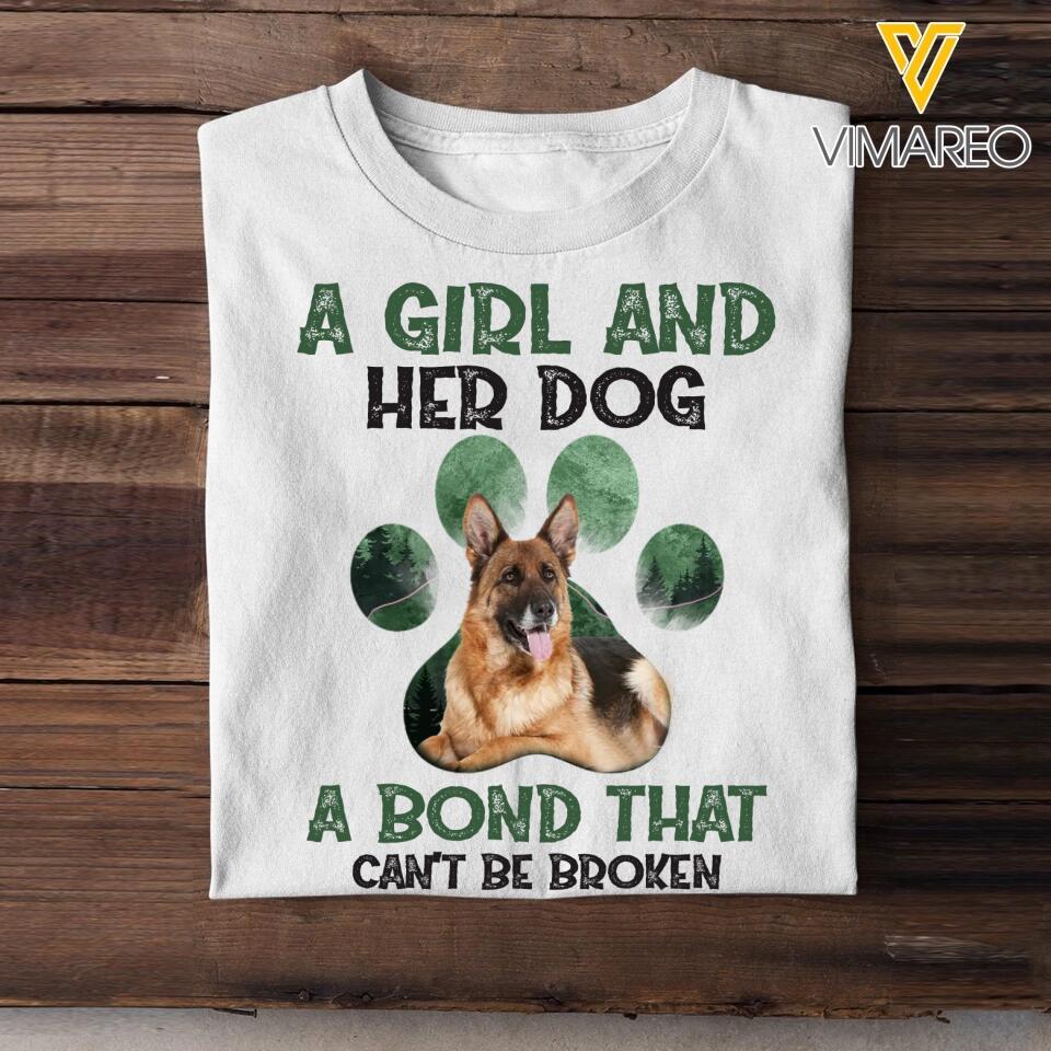 Personalized Upload photo A Girl And Her Dog A Bond That Can't Be Broken Tshirt Printed QTDT1503