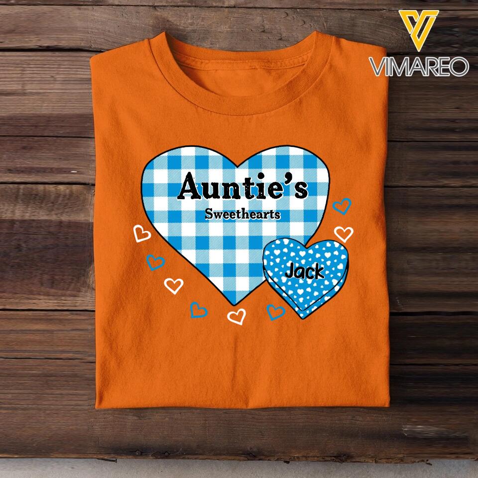 Personalized Auntie Mom Grandma Caro Sweethearts & Kid's Name Tshirt Printed 23MAR-HQ13