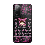 Personalized Grandma Nana Mom Aunt Pink Glam Glitter Buttterfly & Kid's Name Phonecase Printed PNDT2003