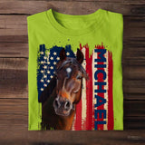 Personalized Horse US Flag Background Tshirt Printed 23MAR-DT29