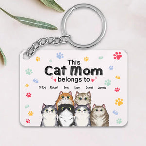 Personalized This Cat Mom Belongs To Cats & Name Cat Lovers Acrylic Keychain Printed 23APR-DT03