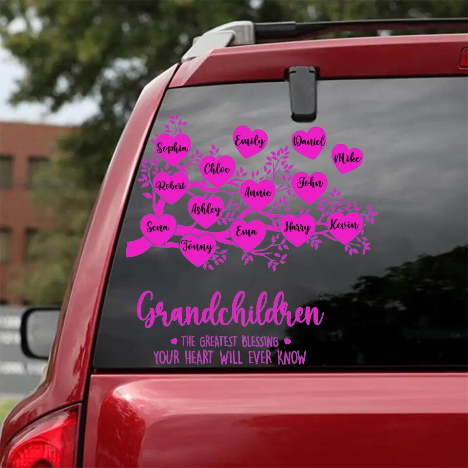 Personalized Grandchildren The Greatest Blessing Your Heart Will Ever Know Kid Name Decal Printed QTDT0504