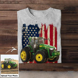 Personalized Upload Your Tractor Photo 
 US Flag Tshirts 23APR-DT07