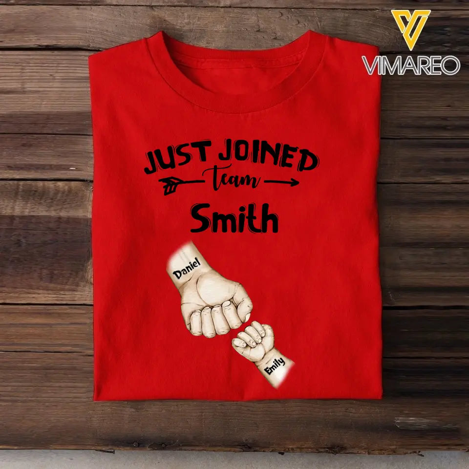 Personalized Family & Kids Name Just Joined Team TShirt Or Baby Onesize QTPN1304