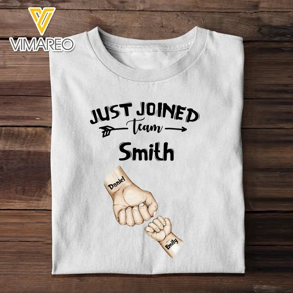 Personalized Family & Kids Name Just Joined Team TShirt Or Baby Onesize QTPN1304