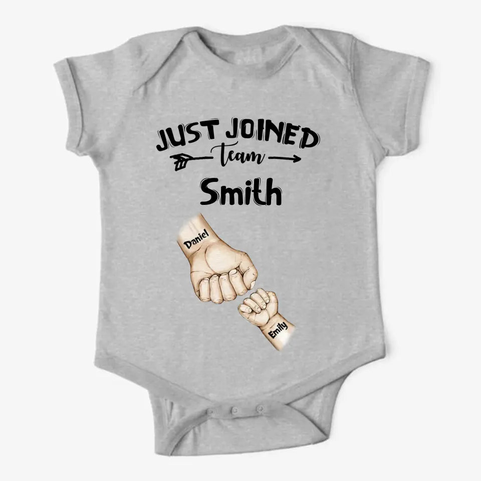 Personalized Family & Kids Name Just Joined Team TShirt Or Baby Onesize QTPN1304