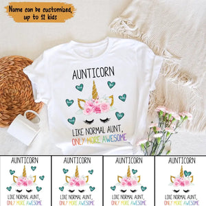 Personalized Aunticorn & Kid Name Tshirt Printed 23APR-BQT18
