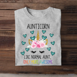 Personalized Aunticorn & Kid Name Tshirt Printed 23APR-BQT18