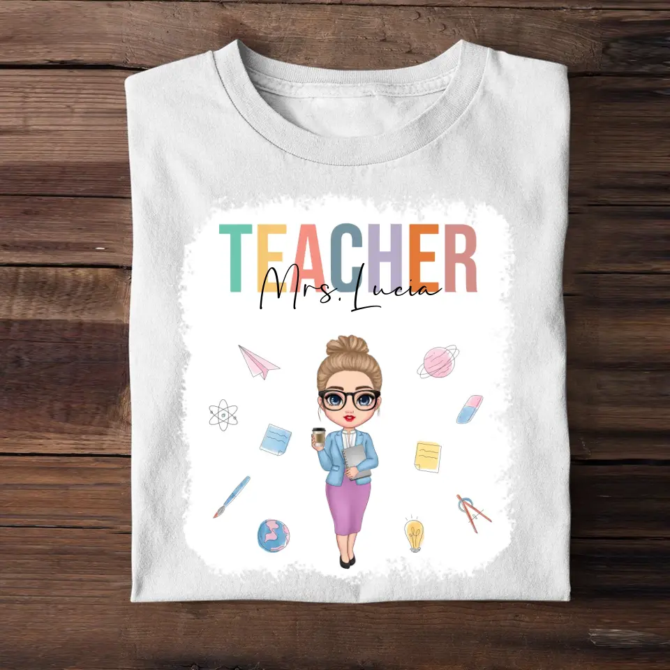 Personalized Teacher with Name Gift for Teachers T-shirt Printed PNBQT2104