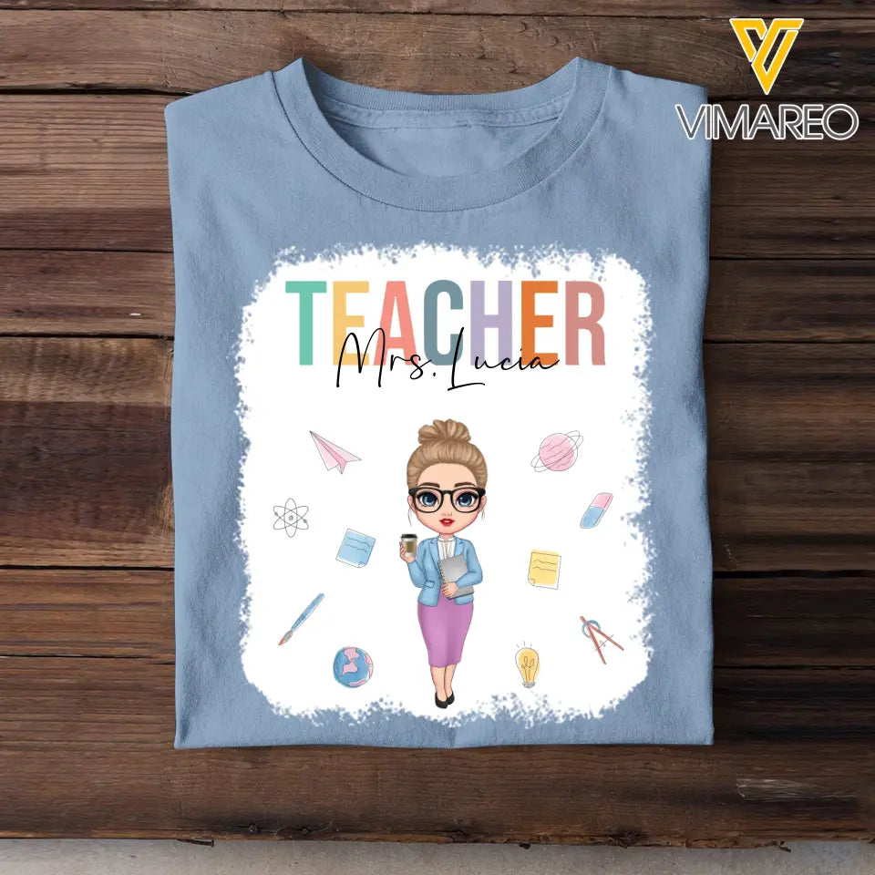 Personalized Teacher with Name Gift for Teachers T-shirt Printed PNBQT2104