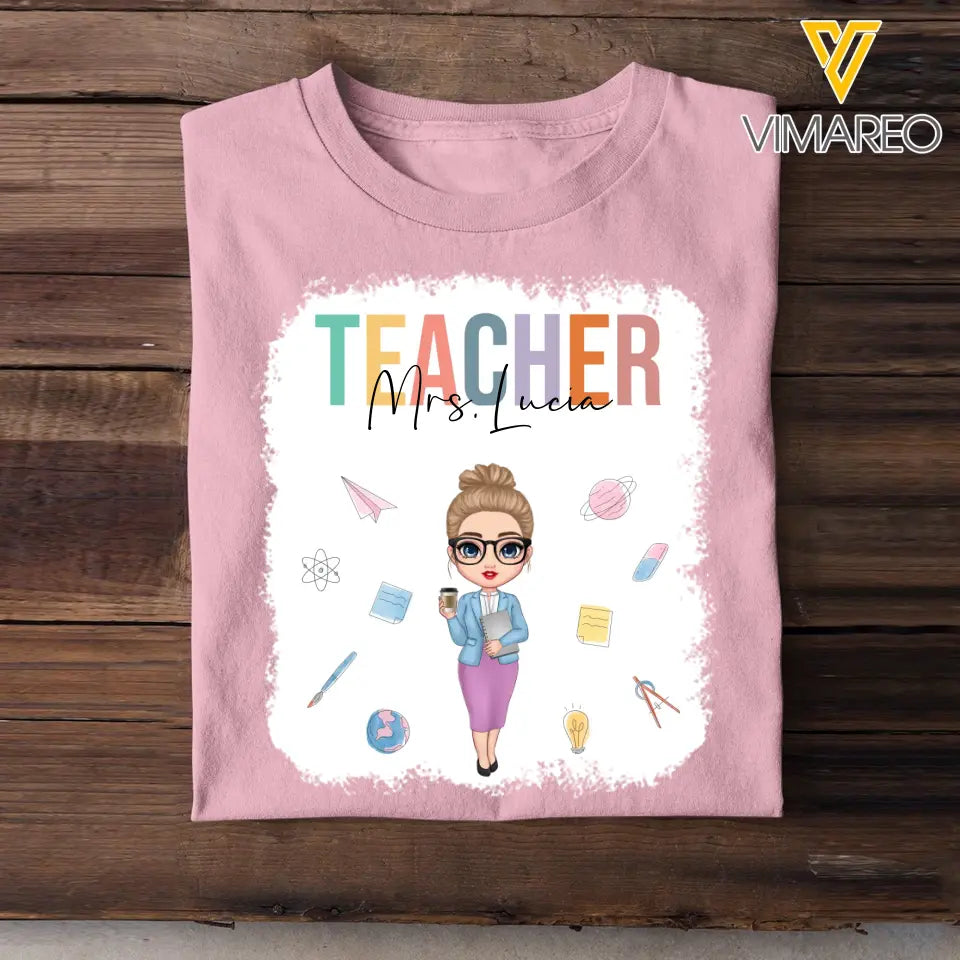 Personalized Teacher with Name Gift for Teachers T-shirt Printed PNBQT2104