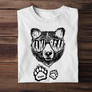 Personalized Bear Mama with Kid Name T-shirt Printed QTHQ2504