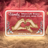 Personalized Family Where Life Gegins And Love Never Ends Heart Hand Neon Led Sign Printed PNPN2804