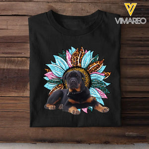 Personalized Upload Your Dog Photo Sunflower Tshirt Printed 23APR-TB28