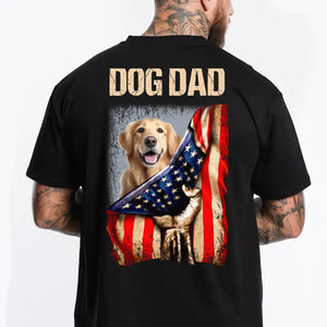 Personalized Upload Your Dog Photo Dog Dad US Flag T-shirt Printed 23MAY-BQT05