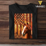 Personalized Upload Your Horse Photo US Flag Tshirt Printed QTTB0605