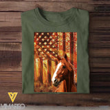Personalized Upload Your Horse Photo US Flag Tshirt Printed QTTB0605