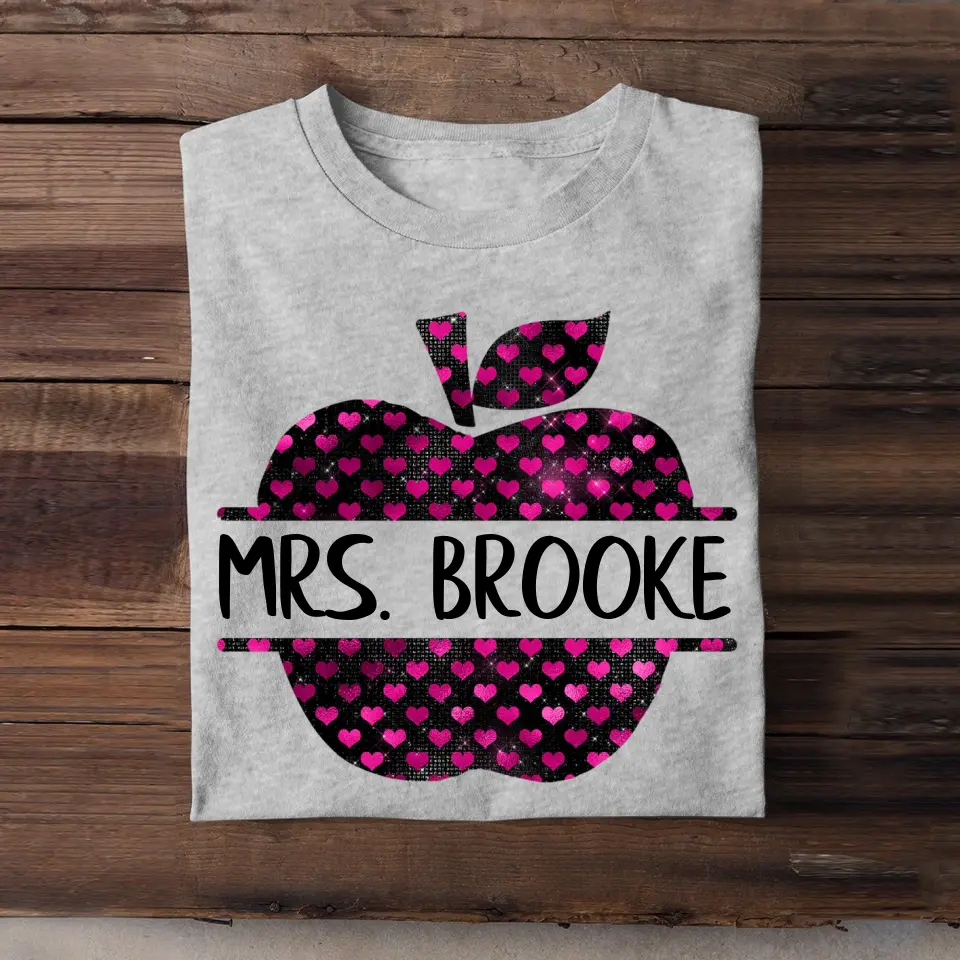 Personalized Teacher Apple Custom Name Tshirt Printed 23MAY-PTN08