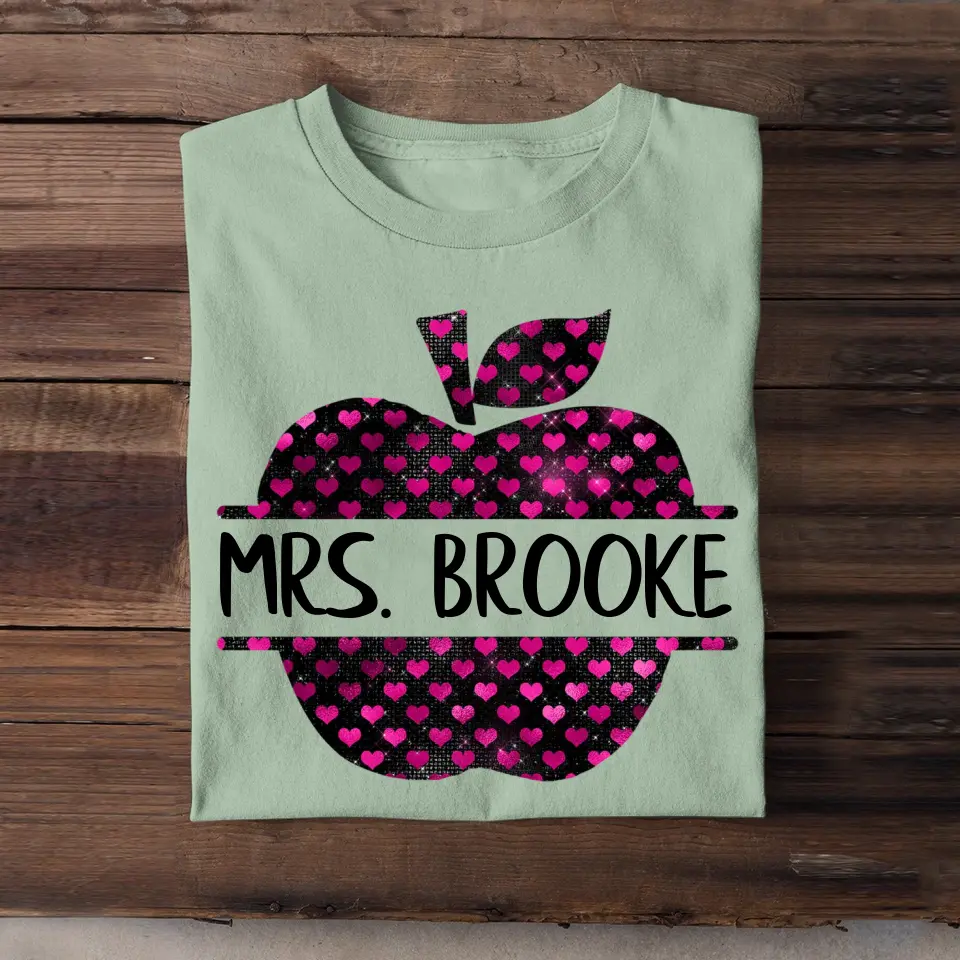 Personalized Teacher Apple Custom Name Tshirt Printed 23MAY-PTN08