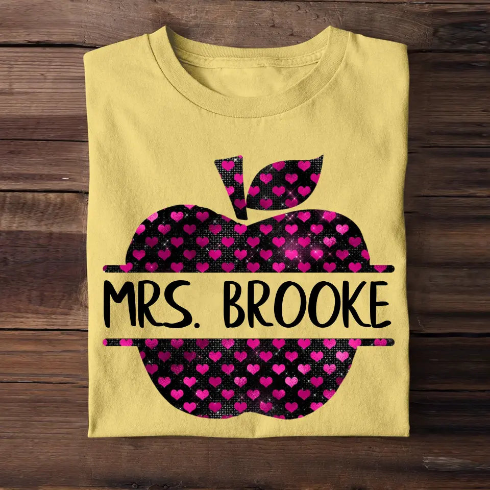 Personalized Teacher Apple Custom Name Tshirt Printed 23MAY-PTN08