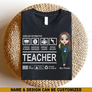 Personalized Teacher Handling Information T-shirt Printed 23MAY-BQT08