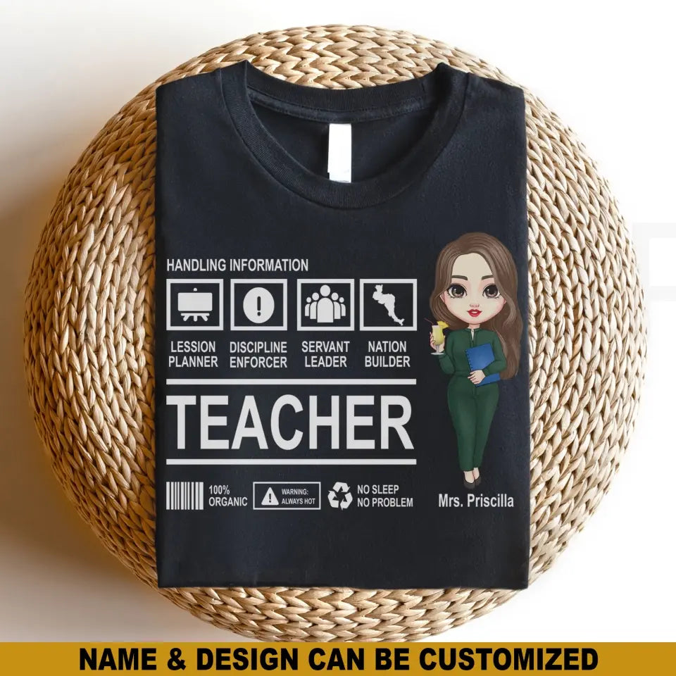 Personalized Teacher Handling Information T-shirt Printed 23MAY-BQT08