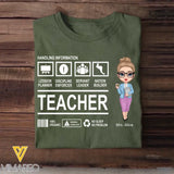 Personalized Teacher Handling Information T-shirt Printed 23MAY-BQT08