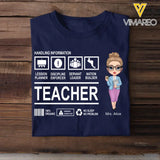 Personalized Teacher Handling Information T-shirt Printed 23MAY-BQT08