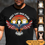 Personalized Best Cat Dad Ever Eagle Flag Father's Day Tshirt